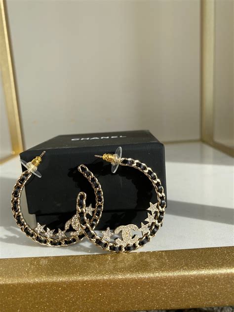 vintage chanel hoop earrings|chanel inspired hoop earrings.